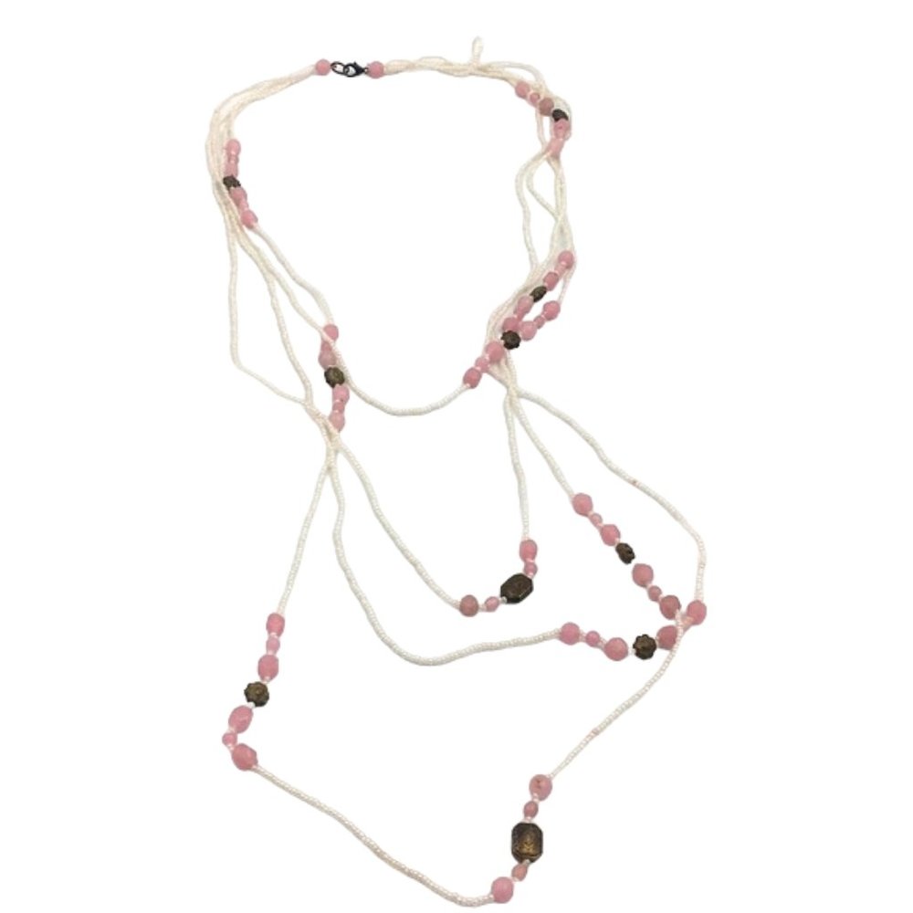 White & Pink Bubble Bead Necklace